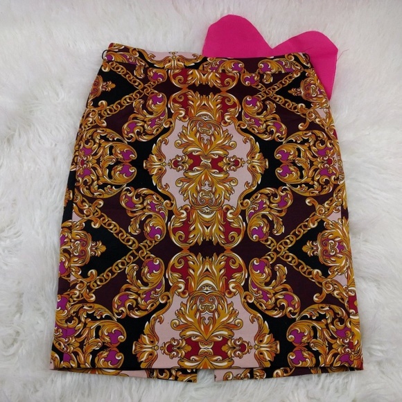 @ Worthinton sz 8 Pencil Skirt Pink Black Gold - Picture 4 of 6